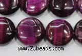 CTE1006 15.5 inches 20mm flat round dyed red tiger eye beads