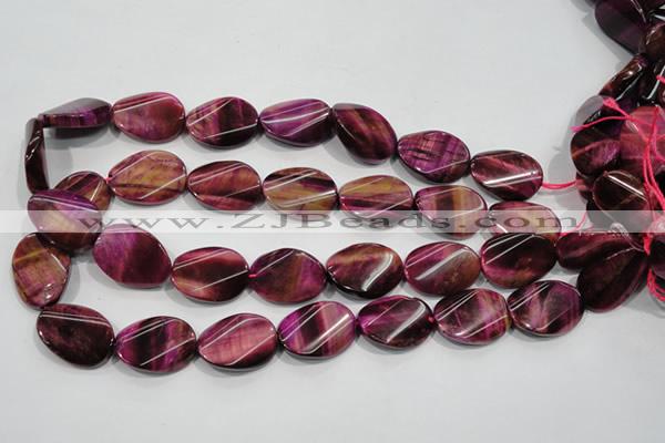 CTE1010 15.5 inches 20*30mm twisted oval dyed red tiger eye beads