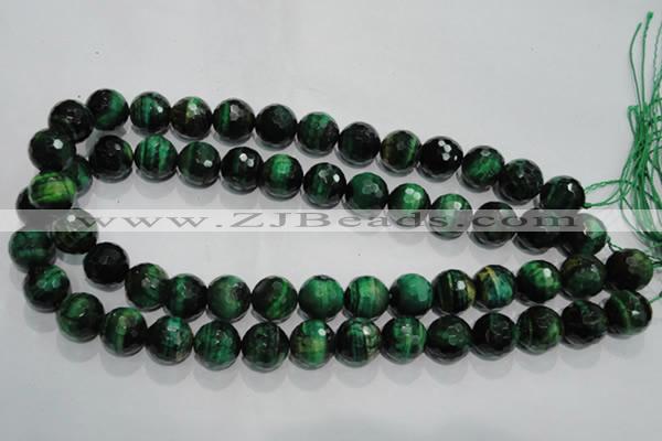CTE1016 15.5 inches 14mm faceted round dyed green tiger eye beads