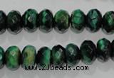 CTE1022 15.5 inches 6*10mm faceted rondelle dyed green tiger eye beads