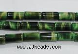 CTE1029 15.5 inches 6*12mm tube dyed green tiger eye beads wholesale