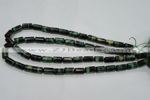 CTE1030 15.5 inches 8*14mm tube dyed green tiger eye beads wholesale