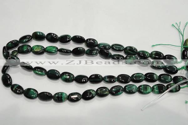 CTE1041 15.5 inches 10*14mm oval dyed green tiger eye beads