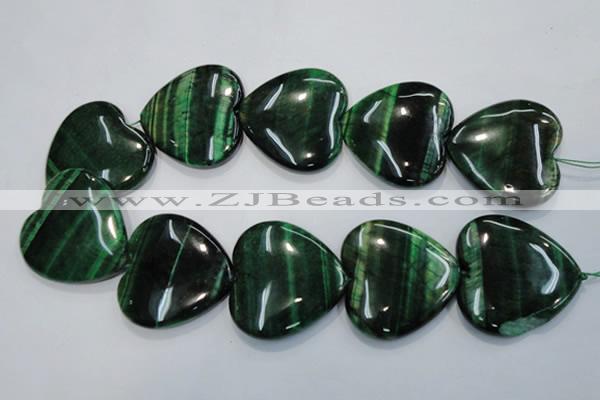 CTE1086 15.5 inches 40*40mm heart dyed green tiger eye beads