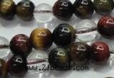 CTE1125 15 inches 6mm round mixed tiger eye & white crystal beads