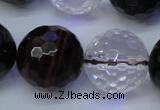 CTE1135 15 inches 14mm faceted round mixed tiger eye & white crystal beads