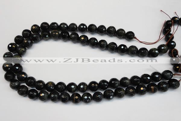 CTE1189 15.5 inches 12mm faceted round blue tiger eye beads