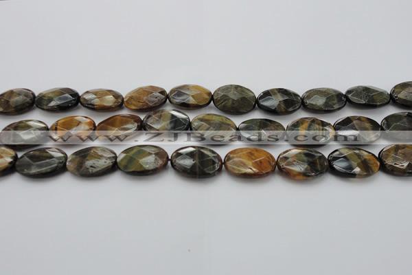 CTE1373 15.5 inches 18*25mm faceted oval yellow & blue tiger eye beads