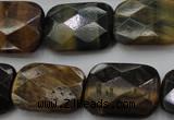 CTE1389 15.5 inches 18*25mm faceted rectangle yellow & blue tiger eye beads