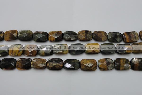 CTE1389 15.5 inches 18*25mm faceted rectangle yellow & blue tiger eye beads