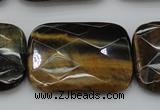 CTE1392 15.5 inches 30*40mm faceted rectangle yellow & blue tiger eye beads