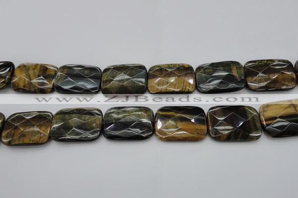 CTE1392 15.5 inches 30*40mm faceted rectangle yellow & blue tiger eye beads