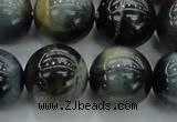 CTE1456 15.5 inches 16mm round golden & blue tiger eye beads