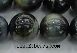 CTE1457 15.5 inches 18mm round golden & blue tiger eye beads