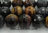 CTE1474 15.5 inches 12mm faceted round mixed tiger eye beads