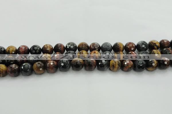 CTE1474 15.5 inches 12mm faceted round mixed tiger eye beads