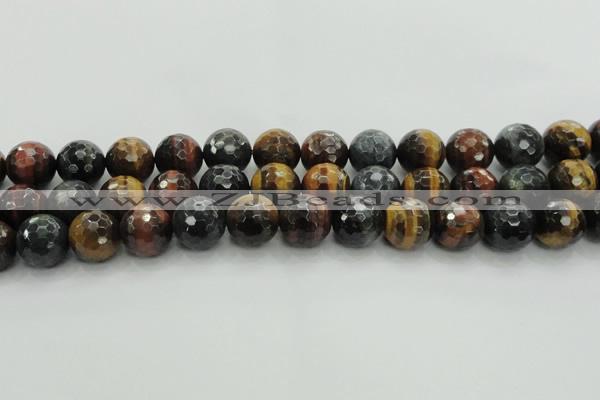 CTE1477 15.5 inches 18mm faceted round mixed tiger eye beads