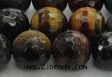 CTE1478 15.5 inches 20mm faceted round mixed tiger eye beads