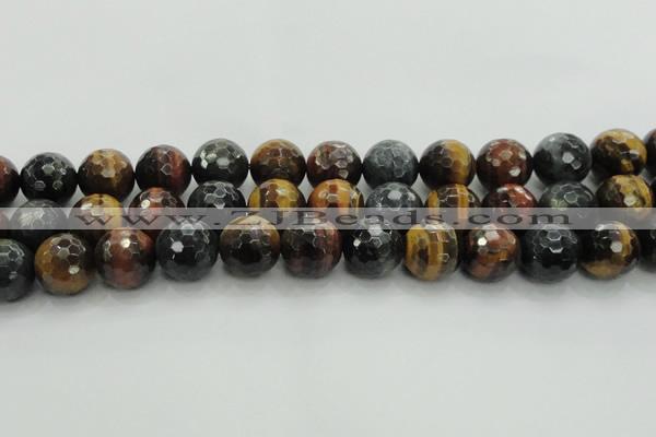 CTE1478 15.5 inches 20mm faceted round mixed tiger eye beads