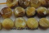 CTE1536 15.5 inches 10mm faceted coin golden tiger eye beads