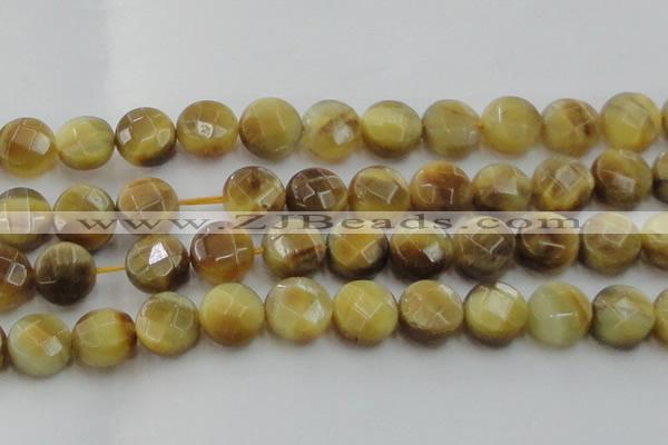 CTE1541 15.5 inches 20mm faceted coin golden tiger eye beads