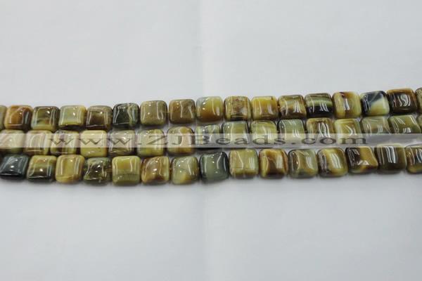 CTE1563 15.5 inches 10*10mm square golden & blue tiger eye beads wholesale