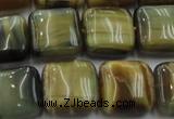 CTE1565 15.5 inches 14*14mm square golden & blue tiger eye beads wholesale