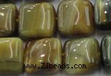 CTE1566 15.5 inches 16*16mm square golden & blue tiger eye beads wholesale