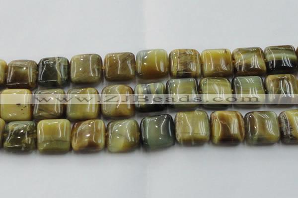 CTE1568 15.5 inches 20*20mm square golden & blue tiger eye beads wholesale