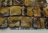 CTE1731 15.5 inches 10*10mm faceted square yellow tiger eye beads