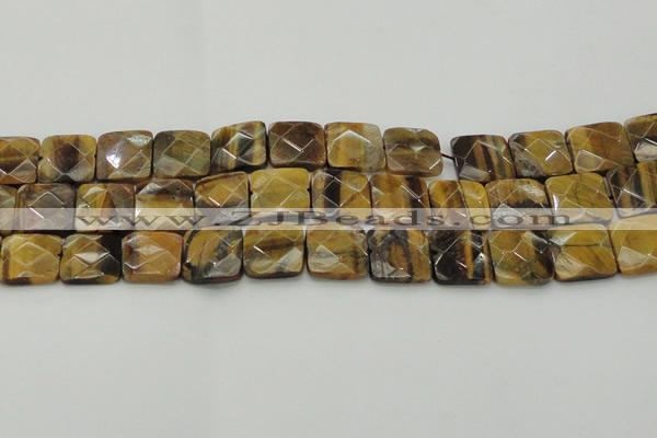 CTE1735 15.5 inches 18*18mm faceted square yellow tiger eye beads