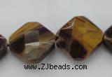 CTE1738 15.5 inches 20*20mm faceted diamond yellow tiger eye beads