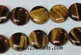 CTE176 15.5 inches 12mm flat round yellow tiger eye gemstone beads