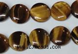 CTE177 15.5 inches 14mm flat round yellow tiger eye gemstone beads