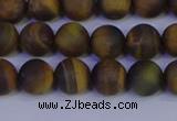 CTE1812 15.5 inches 8mm round matte yellow iron tiger beads