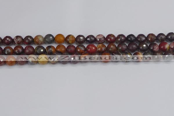 CTE1821 15.5 inches 10mm faceted round red iron tiger beads