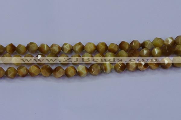 CTE1903 15.5 inches 10mm faceted nuggets golden tiger eye beads