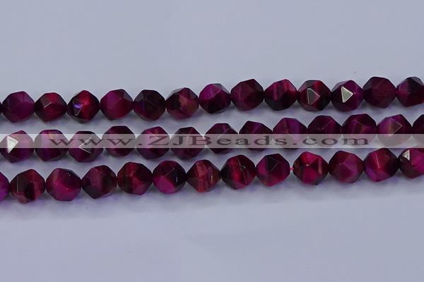 CTE1909 15.5 inches 12mm faceted nuggets red tiger eye beads