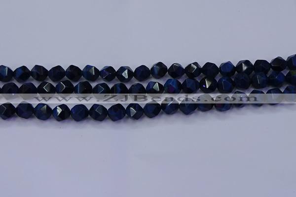 CTE1912 15.5 inches 8mm faceted nuggets blue tiger eye beads