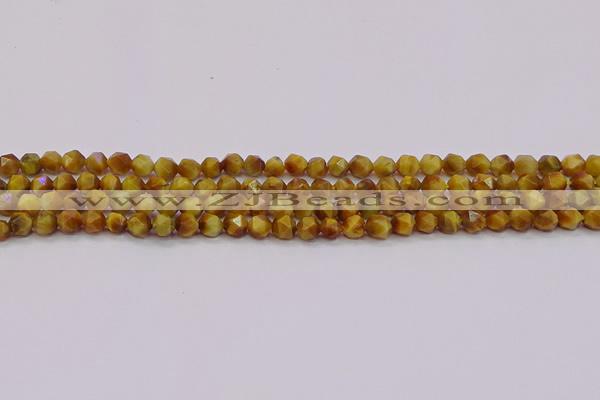 CTE1931 15.5 inches 6mm faceted nuggets golden tiger eye beads