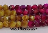 CTE1936 15.5 inches 6mm faceted nuggets mixed tiger eye beads