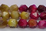 CTE1938 15.5 inches 10mm faceted nuggets mixed tiger eye beads