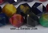 CTE1972 15.5 inches 12mm faceted nuggets mixed tiger eye beads