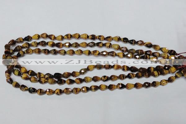 CTE203 15.5 inches 6*8mm faceted teardrop yellow tiger eye beads