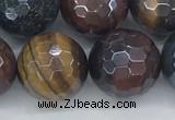 CTE2098 15.5 inches 16mm faceted round AB-color mixed tiger eye beads