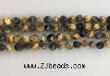 CTE2125 15.5 inches 6mm faceted nuggets golden & blue tiger eye beads