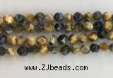 CTE2127 15.5 inches 10mm faceted nuggets golden & blue tiger eye beads