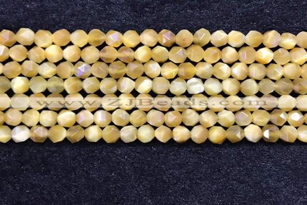 CTE2135 15.5 inches 6mm faceted nuggets golden tiger eye beads