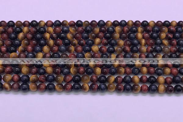 CTE2218 15.5 inches 4mm round colorful tiger eye gemstone beads