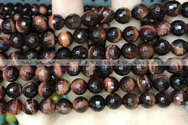 CTE2238 15.5 inches 8mm faceted round red tiger eye beads